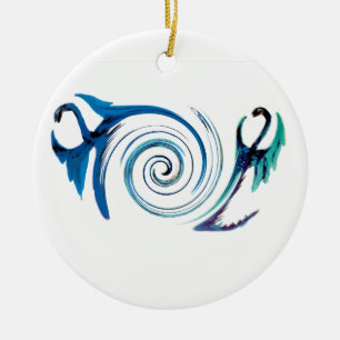 Adorno De Cerámica Blue Dragon Swirls Fantasy Animal