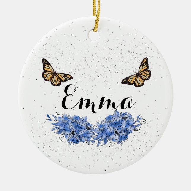 Adorno De Cerámica Blue Floral bouquet in the blooming garden (Frente)