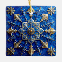 Adorno De Cerámica Blue Gold Decorative Holiday Ornament
