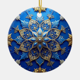 Adorno De Cerámica Blue Gold Decorative Holiday Ornament