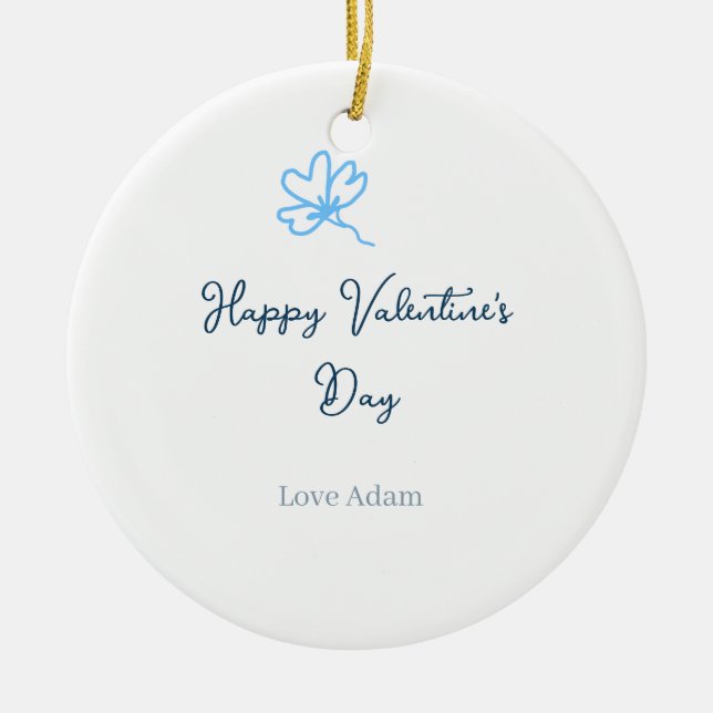 Adorno De Cerámica Blue happy Valentine's day love name flower rustic (Frente)