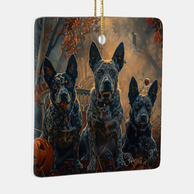 Adorno De Cerámica Blue Heeler Halloween Noche Doggy Delight (Derecha)