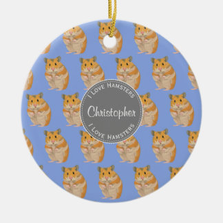 Adorno De Cerámica Blue I love Hamsters Hamster Hamster Pattern
