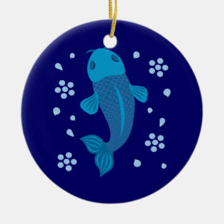 Adorno De Cerámica Blue Koi Fish