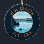 Adorno De Cerámica Blue Lagoon Islandia Círculo perturbado<br><div class="desc">Diseño de arte vectorial de la laguna azul islandesa. El Blue Lagoon es un spa geotérmico situado en el suroeste de Islandia. El spa está situado en un campo de lava cerca de Grindavík y frente al monte Thorbjörn,  en la península de Reykjanes.</div>