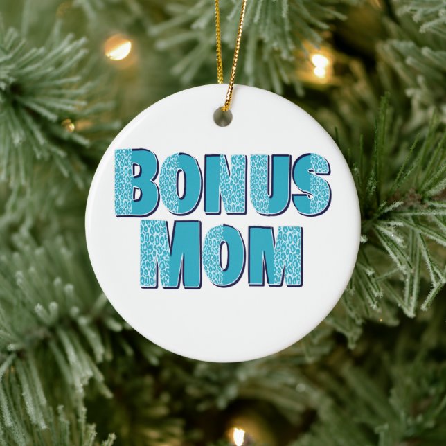 Adorno De Cerámica Blue Leopard Print Bonus Mom (Árbol)