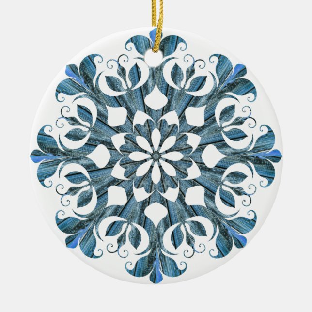 Adorno De Cerámica Blue Mandala Snowflake  (Frente)