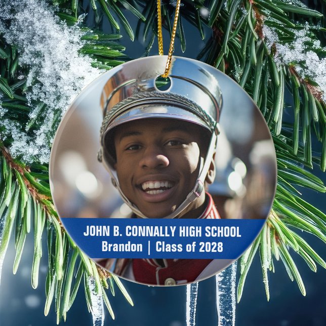 Adorno De Cerámica Blue Marching Band Photo Personalized Christmas (Subido por el creador)