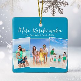 Adorno De Cerámica Blue Mele Kalikimaka Beach Trip Navidades de fotog