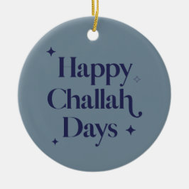 Adorno De Cerámica Blue Modern Happy Challah Days Hanukkah