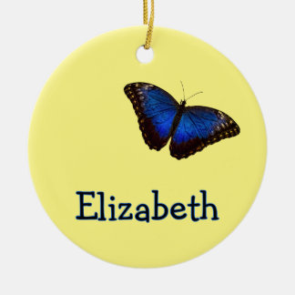 Adorno De Cerámica Blue Morpho Butterfly Personalized with Name