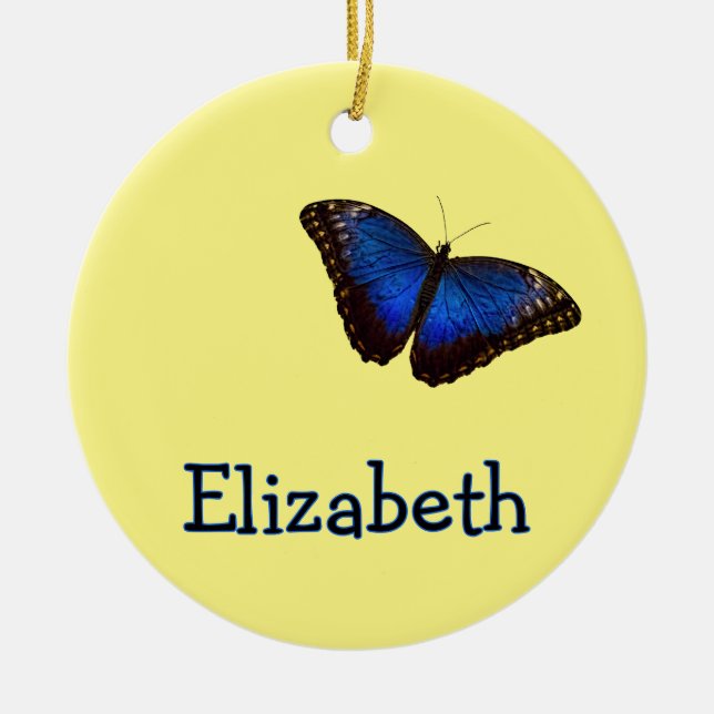 Adorno De Cerámica Blue Morpho Butterfly Personalized with Name (Frente)