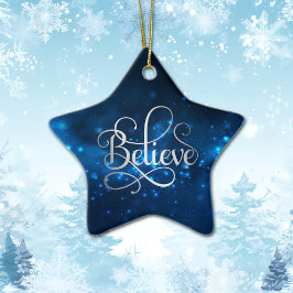 Adorno De Cerámica Blue Night Sky Believe Navidades