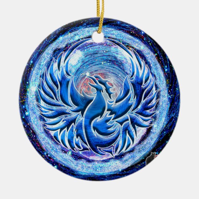 Adorno De Cerámica Blue Phoenix (Frente)