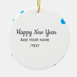 Adorno De Cerámica Blue polkadots happy new year add name messasimple