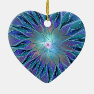 Adorno De Cerámica Blue Purple Flower Dream Resumen arte fractal