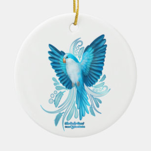 Adorno De Cerámica Blue Quaker Parrot