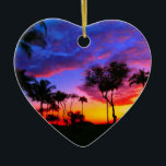 Adorno De Cerámica Blue Red Sunset Exotic Hawaiian Beach Palm Trees<br><div class="desc">Fotografía de lugares de viaje exóticos retro - Palm Tree vintage y fotografía de playa</div>