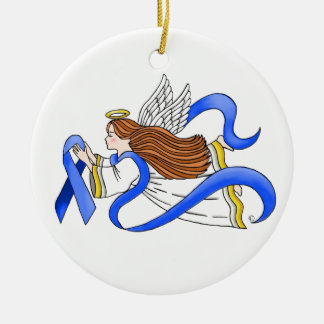 Adorno De Cerámica "Blue Ribbon" del ángel de la conciencia