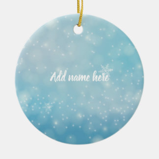 Adorno De Cerámica Blue Snowflake Ornament - Add Your Name