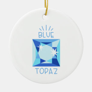 Adorno De Cerámica Blue Topaz Birthstone
