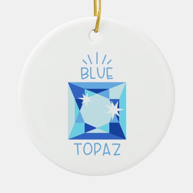 Adorno De Cerámica Blue Topaz Birthstone (Frente)