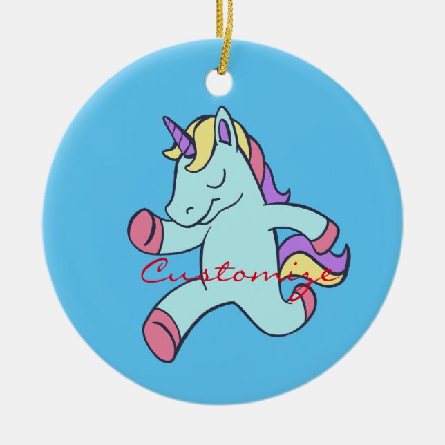 Adorno De Cerámica Blue Unicorn Running Thunder_Cove (Frente)