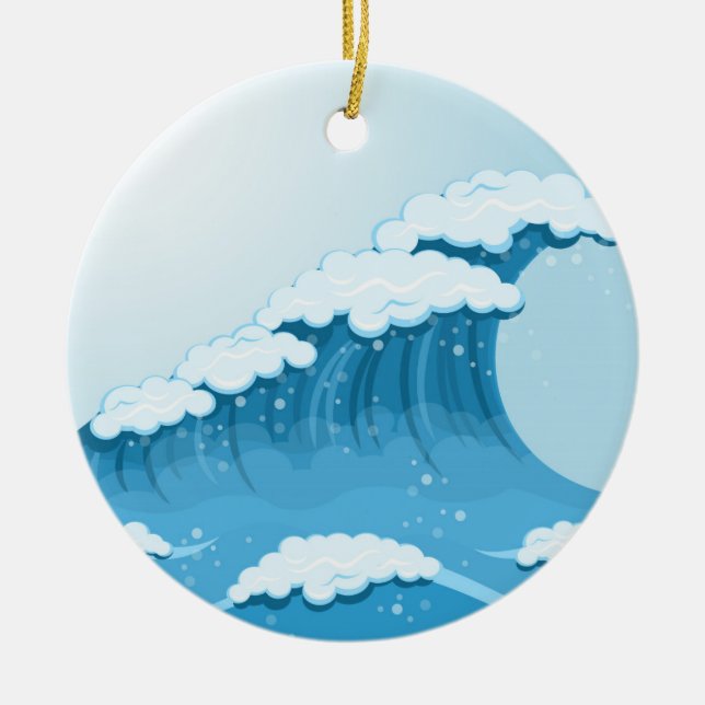 Adorno De Cerámica Blue Wave Surf and Ocean (Frente)