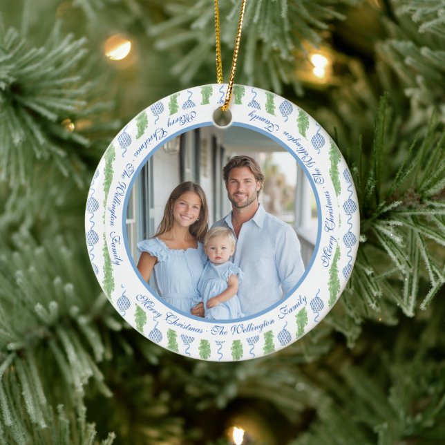 Adorno De Cerámica Blue & White Chinoiserie Garland Grandmillennial (Árbol)