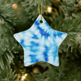 Adorno De Cerámica Blue White Tie Dye