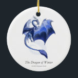 Adorno De Cerámica Blue Winter Dragon Fantasy Nature Art<br><div class="desc">¿Buscando más regalos, papelería, ropa y artículos para el hogar? Visita la tienda Critterwings para ver más Winter Dragon y otras fantasías artísticas! Un dragón azul volador celebra la temporada invernal, esparciendo sus alas contra un fondo de copos de nieve brillantes. Combinando fantasía y arte de la naturaleza, el Dragón...</div>