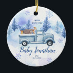 Adorno De Cerámica Blue Winter Truck Animal esperábamos padres<br><div class="desc">Blue Winter Truck Animal esperábamos padres</div>