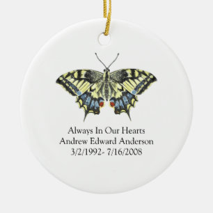 Adorno De Cerámica Blue Yellow Butterfly Memorial Keepsake