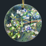 Adorno De Cerámica Blueberries, fruta romántica<br><div class="desc">Romántico Blueberry Watercoling - hermosa acuarela inspirada por H Cooper</div>