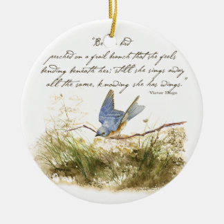 Adorno De Cerámica Bluebird en Branch Inspirador poema Watercolor