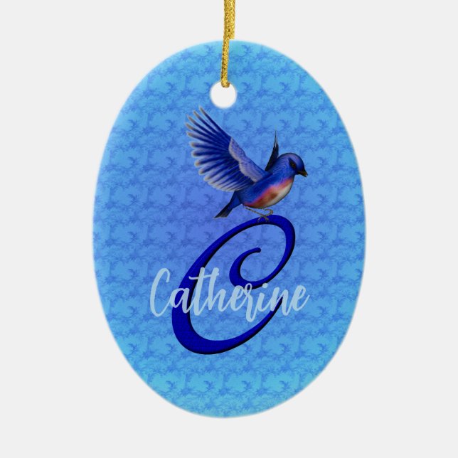 Adorno De Cerámica Bluebird Monogram Initial C Personalized (Frente)
