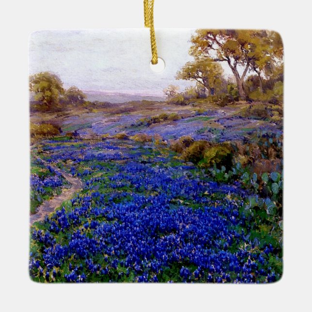 Adorno De Cerámica Bluebonnets en Twilight, al norte de San Antonio (Anverso)
