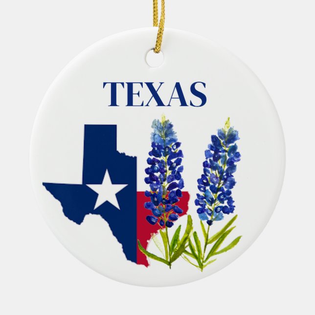 Adorno De Cerámica Bluebonnets Texas Flor Floral Bandera Textil (Frente)