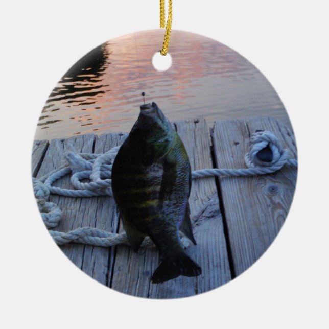 Adorno De Cerámica Bluegill al atardecer Lago Arrowhead (Frente)