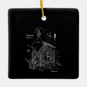 Adorno De Cerámica Blueprint Trojan Horse Rabbit Funny