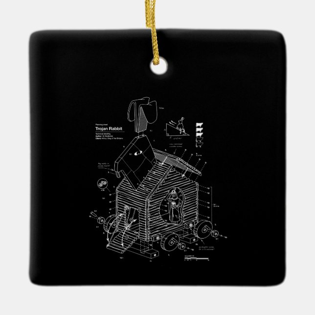 Adorno De Cerámica Blueprint Trojan Horse Rabbit Funny (Anverso)