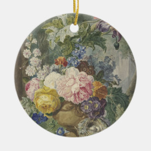 Adorno De Cerámica Blumenstrauß in einer Vase mit Vogelnest