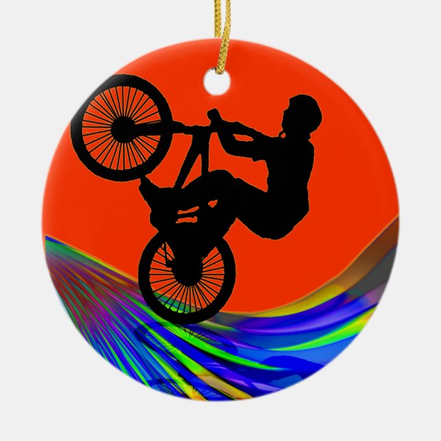 Adorno De Cerámica BMX en el camino del arco iris (Frente)
