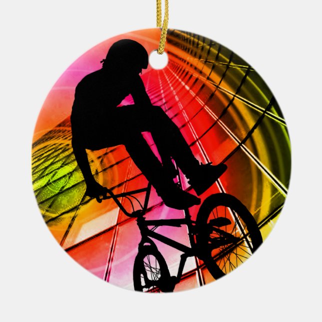 Adorno De Cerámica BMX en líneas y círculos (Frente)