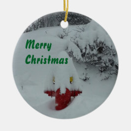 Adorno De Cerámica Boca de incendios nevada divertida