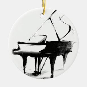 Adorno De Cerámica Boceto de piano de cola minimalista musical