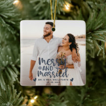 Boda Alegre y Casada Foto de Navidad Cerámica