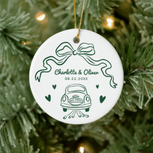 Adorno De Cerámica Boda caprichoso de mano verde personalizada