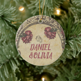 Adorno De Cerámica Boda clásico de cosecha negra verde