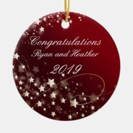 Adorno De Cerámica Boda Compromiso Nuevo Hogar Rojo